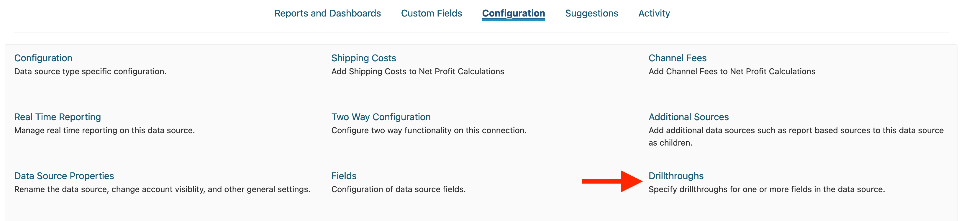 Data Source Drillthrough Configuration