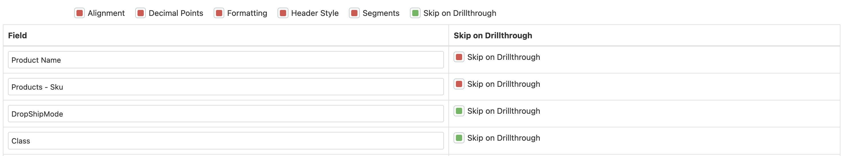 Drillthrough Setup