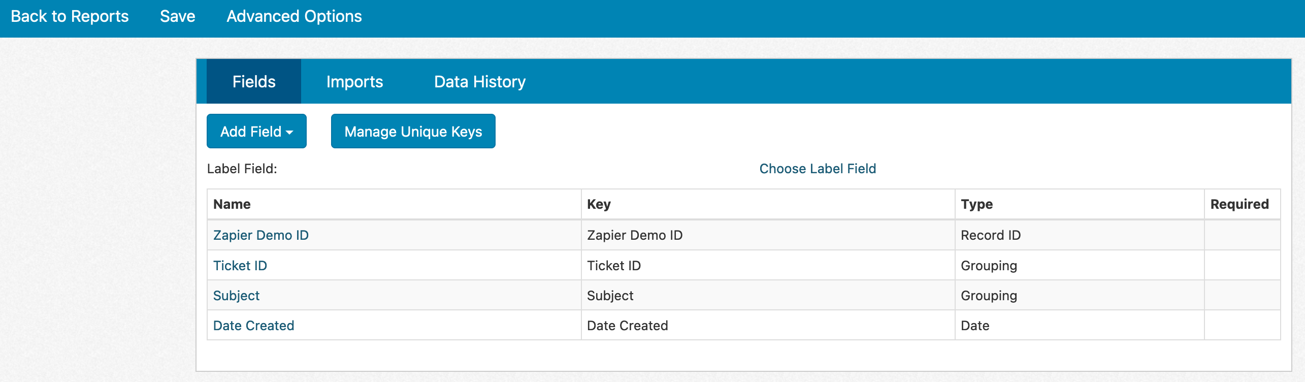 Zapier Field Setup